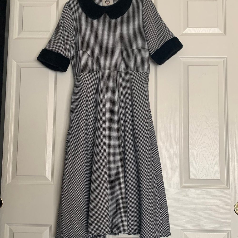 Banned Apparel Vintage Style Houndstooth Fit-and-Flare/Swing M Dress